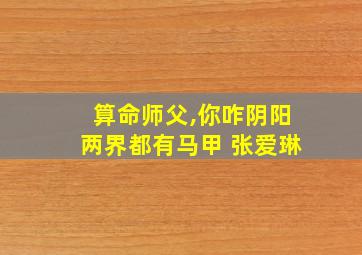 算命师父,你咋阴阳两界都有马甲 张爱琳